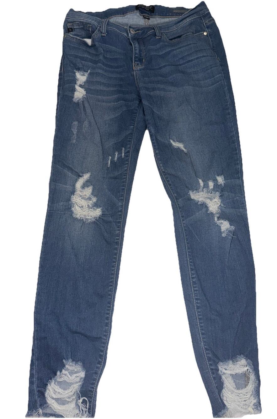 Women’s Judy Blue Distressed Skinny Blue Jeans Size 11/30 (y9)